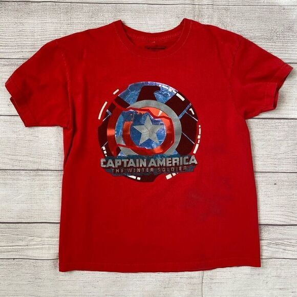 Marvel Captain America youth boys 8 short sleeve Crewneck t-shirt red - Picture 1 of 4